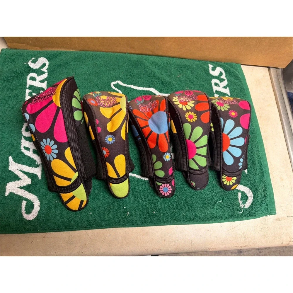 Birdie Babe Woodstock Flowered Headcovers Golf Club Head Covers Set of